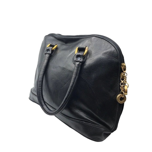 Perlina New York Black Leather Office Multi Pocket Tote Shoulder Bag Satchel - Picture 1 of 15